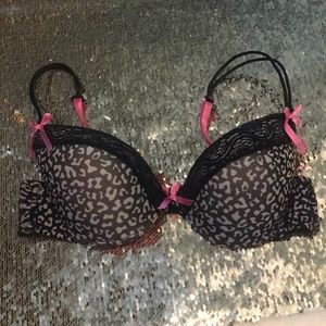 Leopard Print Black and Pink Bra